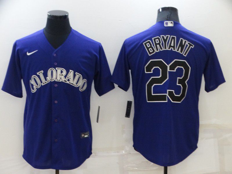 Men Colorado Rockies 23 Bryant Purple Game Nike 2022 MLB Jersey